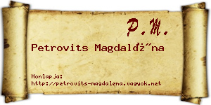 Petrovits Magdaléna névjegykártya